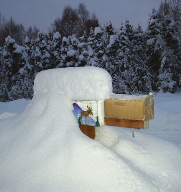 snow on mailbox